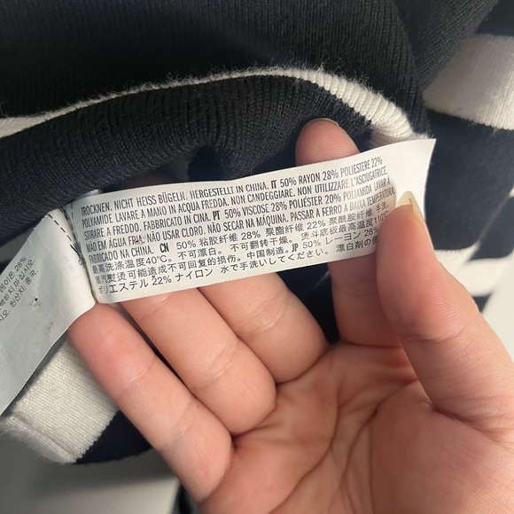 English factory STRIPED COLLARED CROPPED SWEATER black/white size medium - Picture 7 of 8